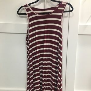 Old Navy Red & White Striped High Neck Swing Dress